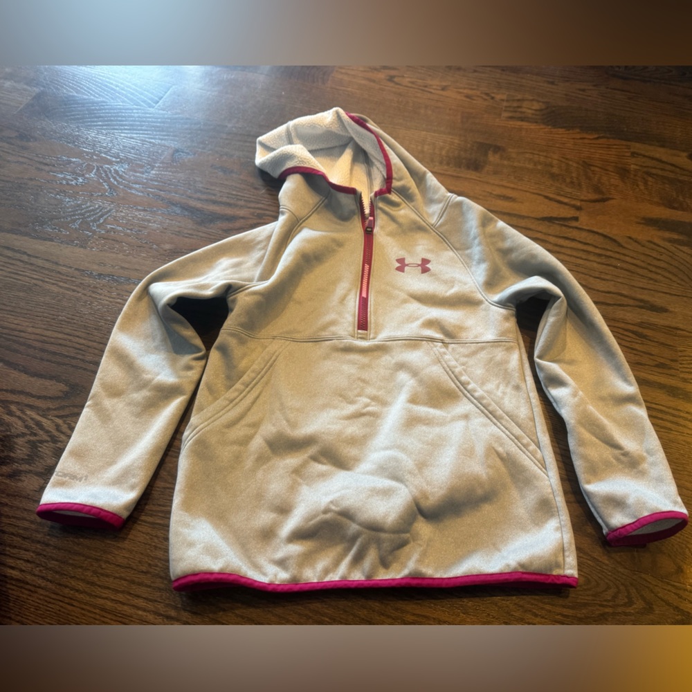 Under Armour Kids' Hoodie in Gray with Pink Trim